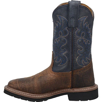 Dan Post Kid's Rust And Blue Square Toe Boots - Image 2