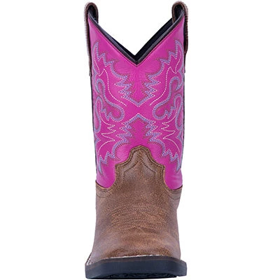 Dan Post Kid's Tan And Pink Punky Square Toe Boots - Image 3