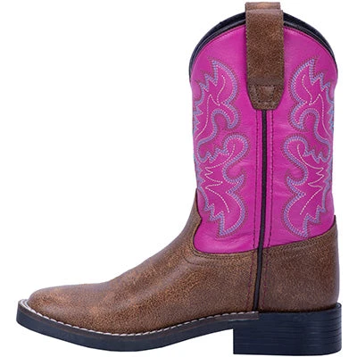 Dan Post Kid's Tan And Pink Punky Square Toe Boots - Image 2