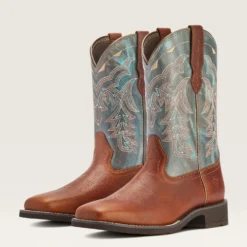 Ariat Women's Delilah Brown And Teal Square Toe Boots