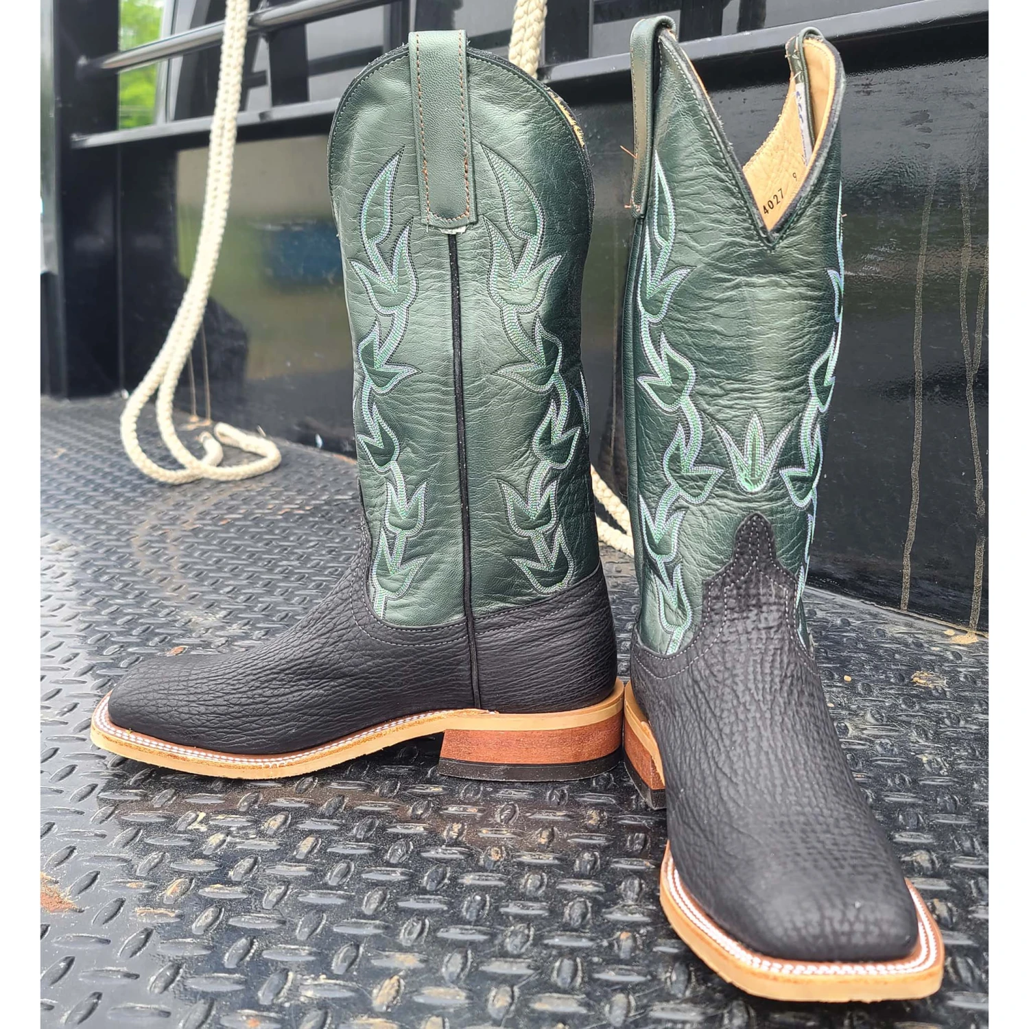 Anderson Bean Black/Green Oiled Shark Boots - Image 2