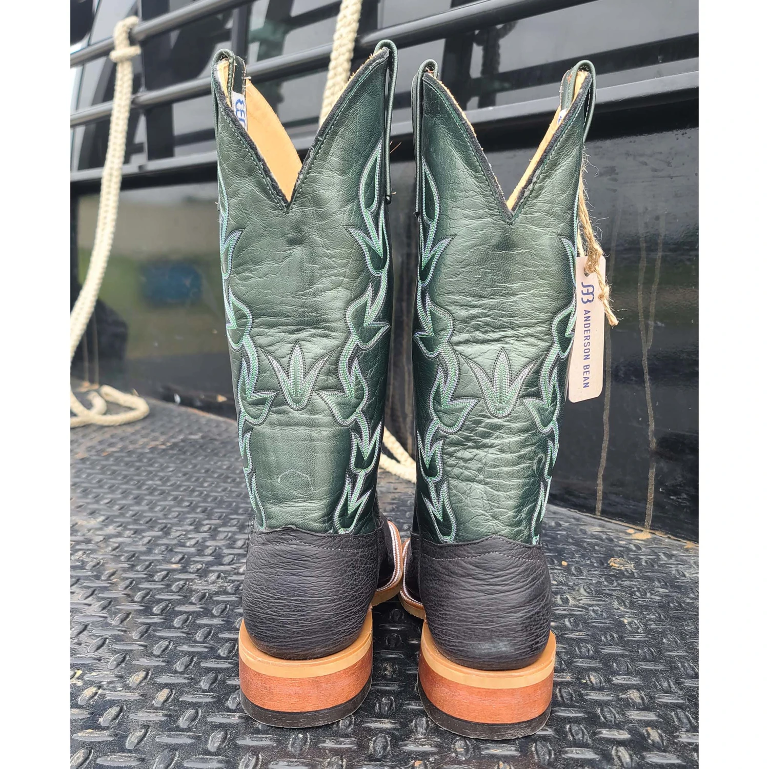 Anderson Bean Black/Green Oiled Shark Boots - Image 5