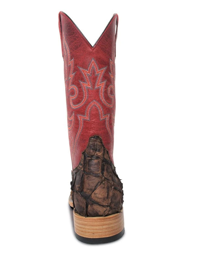 Macie Bean Distressed Brown Big Bass Red Top Boots - Image 4