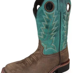 Kid's Brown And Green Jesse Square Toe Boots