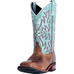 Laredo Brown And Turquoise Anita Square Toe Boot