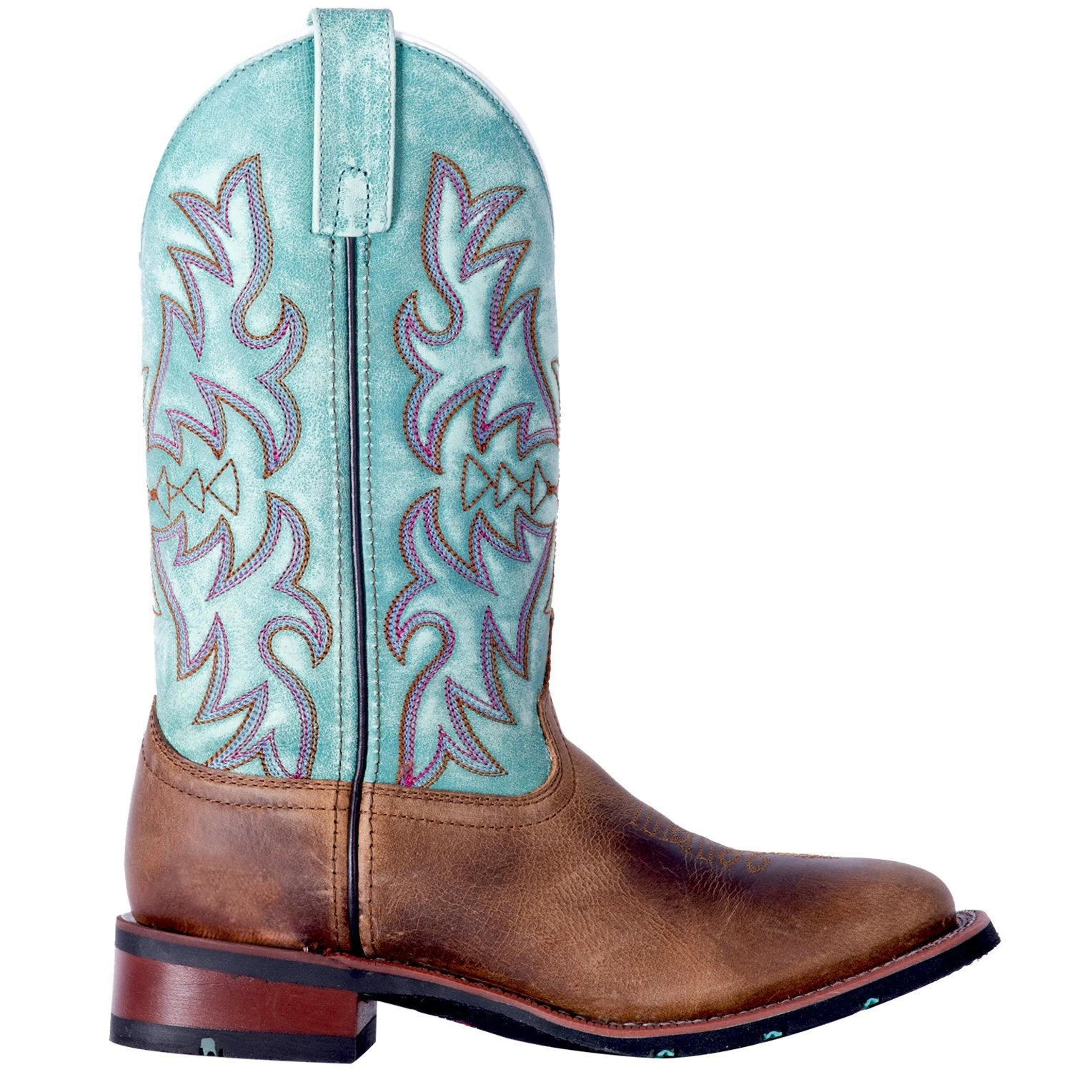 Laredo Brown And Turquoise Anita Square Toe Boot - Image 2