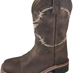 Kid's Brown Tan Barbwire Square Toe Boots