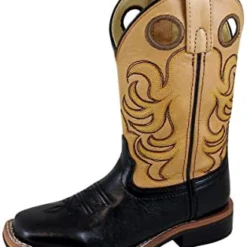 Kid's Black And Tan Square Toe Boots