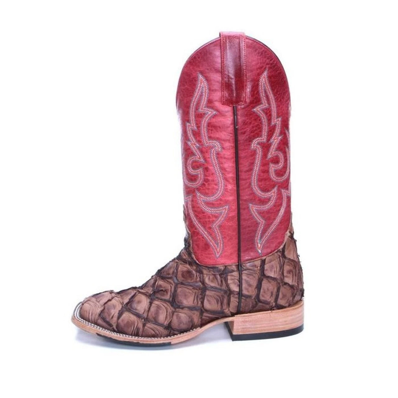 Macie Bean Distressed Brown Big Bass Red Top Boots - Image 2