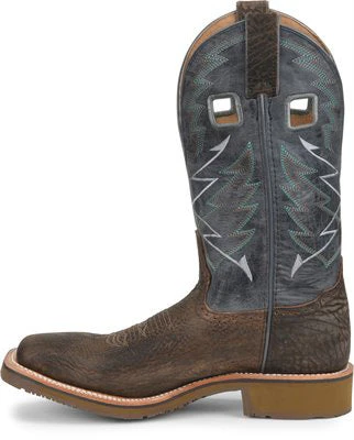 Double H Men's Brown And Navy Square Toe Boots - Image 2