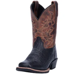 Dan Post Kid's Black And Brown Little River Square Toe Boot