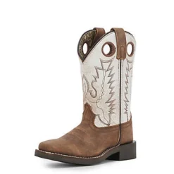 Youth Distressed Brown And Antique White Boots