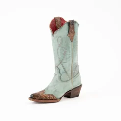 Dusty Blue Tooled Tip Western Ferrini Madison Boots