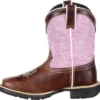 Durango Kid's Brown And Lavender Square Toe Boots