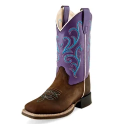 Jama Kid's Brown And Purple Square Toe Boot
